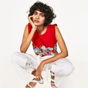 Zara Red Floral Blouse